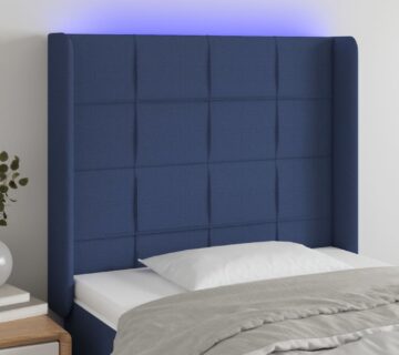 vidaXL LED uzglavlje plavo 103 x 16 x 118/128 cm od tkanine - cover