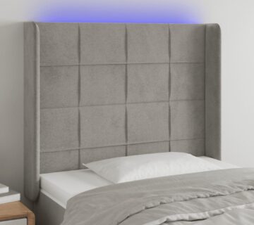 vidaXL LED uzglavlje svjetlosivo 103 x 16 x 118/128 cm baršunasto - cover