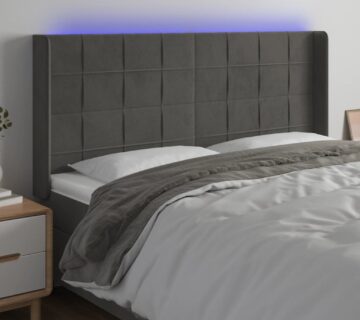 vidaXL LED uzglavlje tamnosivo 163x16x118/128 cm baršunasto - cover