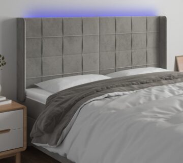 vidaXL LED uzglavlje svjetlosivo 183 x 16 x 118/128 cm baršunasto - cover