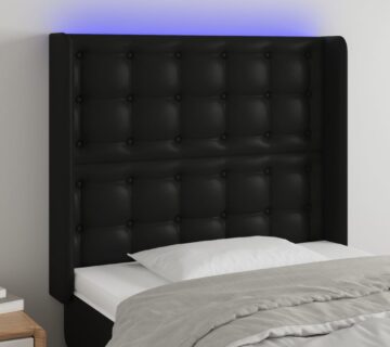 vidaXL LED uzglavlje crno 83x16x118/128 cm od umjetne kože - cover