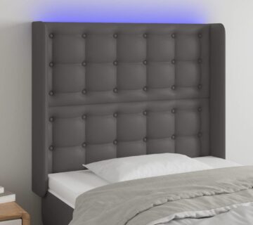 vidaXL LED uzglavlje sivo 103x16x118/128 cm od umjetne kože - cover
