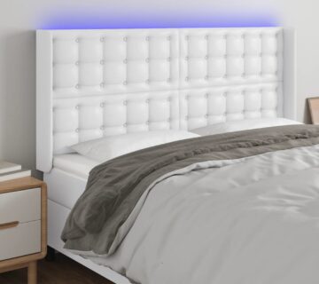 vidaXL LED uzglavlje bijelo 203x16x118/128 cm od umjetne kože - cover
