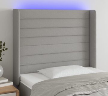 vidaXL LED uzglavlje svjetlosivo 83 x 16 x 118/128 cm od tkanine - cover
