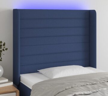 vidaXL LED uzglavlje plavo 93 x 16 x 118/128 cm od tkanine - cover