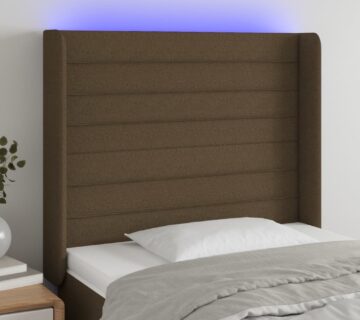 vidaXL LED uzglavlje tamnosmeđe 103 x 16 x 118/128 cm od tkanine - cover