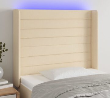 vidaXL LED uzglavlje krem 103 x 16 x 118/128 cm od tkanine - cover