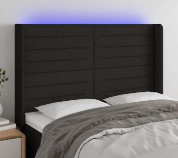 vidaXL LED uzglavlje crno 147 x 16 x 118/128 cm od tkanine - cover