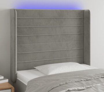 vidaXL LED uzglavlje svjetlosivo 93 x 16 x 118/128 cm baršunasto - cover