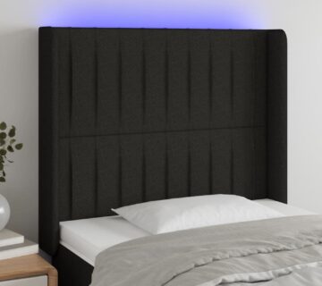vidaXL LED uzglavlje crno 93 x 16 x 118/128 cm od tkanine - cover