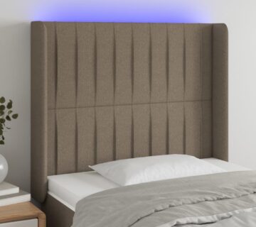 vidaXL LED uzglavlje smeđesivo 93 x 16 x 118/128 cm od tkanine - cover