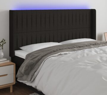 vidaXL LED uzglavlje crno 183 x 16 x 118/128 cm od tkanine - cover