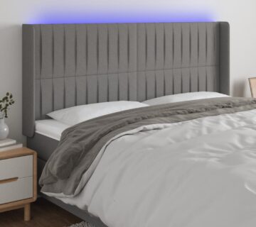 vidaXL LED uzglavlje tamnosivo 203 x 16 x 118/128 cm od tkanine - cover