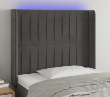 vidaXL LED uzglavlje tamnosivo 93x16x118/128 cm baršunasto - cover