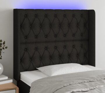 vidaXL LED uzglavlje crno 93 x 16 x 118/128 cm od tkanine - cover
