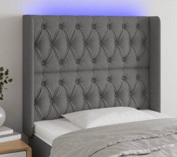 vidaXL LED uzglavlje tamnosivo 103 x 16 x 118/128 cm od tkanine - cover