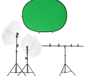 vidaXL Komplet studijske rasvjete sa svjetlima i pozadinskim zaslonom - cover