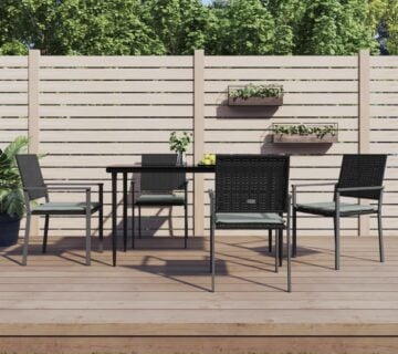 vidaXL Vrtne stolice s jastucima 4 kom crne 54x62,5x89 cm poliratan - cover