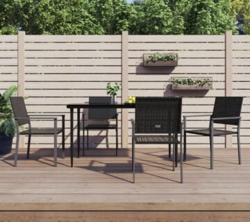 vidaXL Vrtne stolice 4 kom crne 54 x 62,5 x 89 cm od poliratana - cover