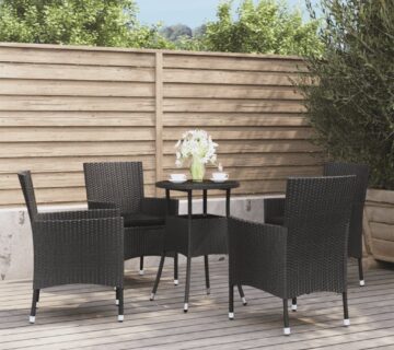 vidaXL 5-dijelni vrtni bistro set od poliratana s jastucima crni - cover