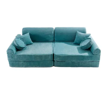 Velika modularna sofa za djecu - Premium korduro tirkizna - cover