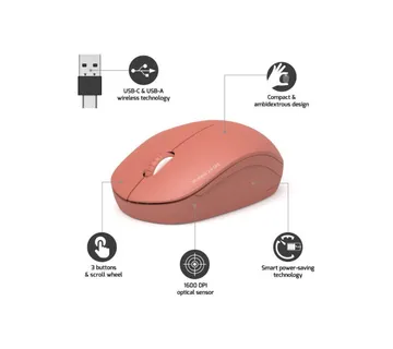 Port miš OFFICE bežični USB-A/USB-C, narančasti - cover