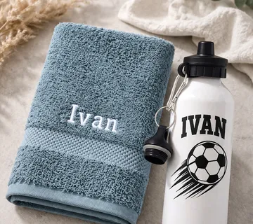 Komplet za trening – plavi ručnik i boca za vodu - cover