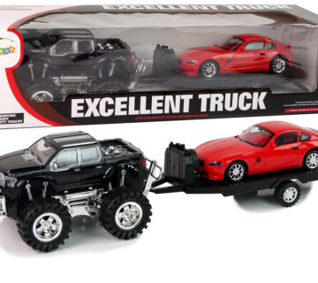 Set of Vehicles Black Monster Truck White Caravan 58 cm - cover