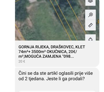 Gornja Rijeka, Lukačevec 4.000m² klet, vinograd - cover