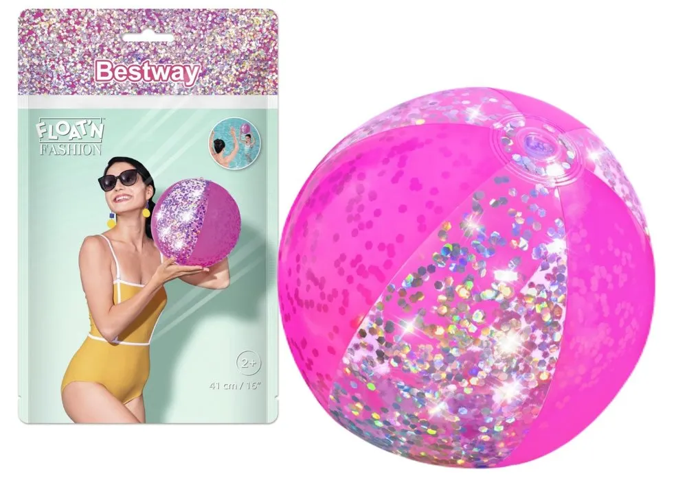 Bestway 31050 lopta za plažu roza svjetlucava 41cm - cover