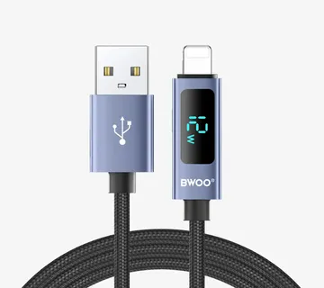 BWOO USB-A na USB-C alu kabel za punjenje s LED zaslonom (3A), 1 m - cover