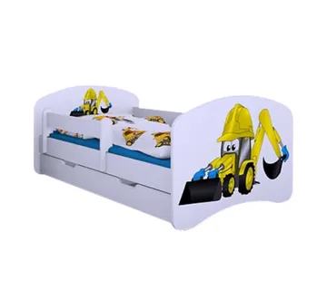 Drveni dječji krevet Happy bager s ladicom – 200*90 - cover