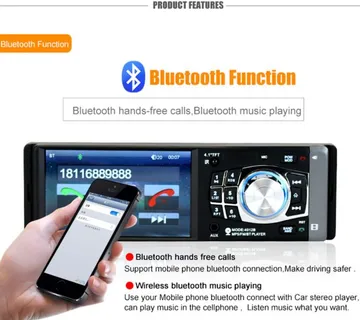 Auto radio 1DIN 4,1" ekran MP4 USB SD Bluetooth + parking kamera - cover