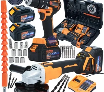 Aku brusilica i bušilica sa dvije baterije punjačem i alatom - cover