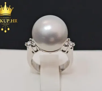 ZLATNI PRSTEN S BISEROM I DIJAMANTIMA 10,00g 18K / R1, RATE ! - cover