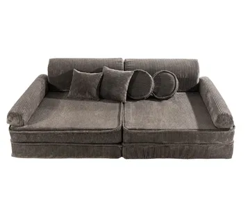 Velika modularna sofa za djecu - Premium korduro smeđa - cover