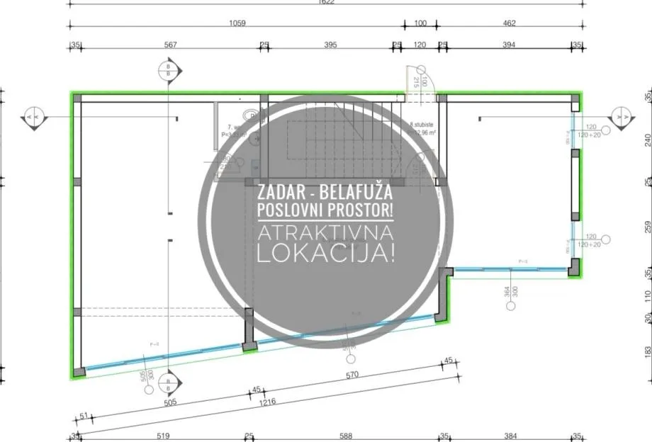 Zadar - Belafuža: poslovni prostor, 183 m2, prometna pozicija - cover