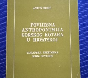 Antun Burić – Povijesna antroponimija Gorskog kotara - cover