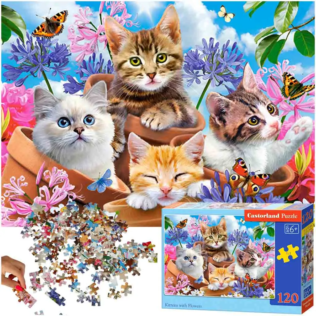 Castorland dječje puzzle 120kom - mačke u cvijeću - cover
