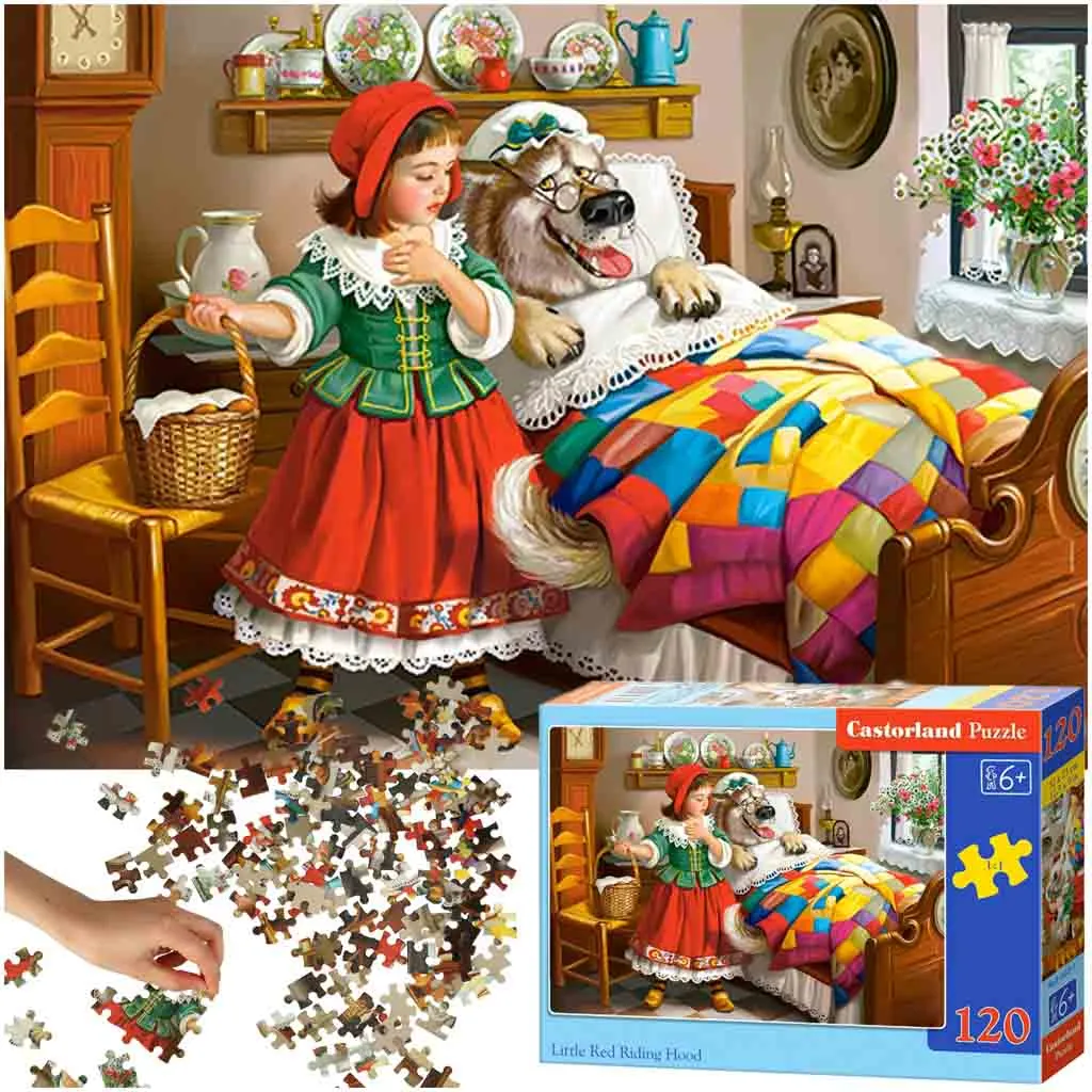 Castorland dječje puzzle 120kom - crvenkapica i vuk - cover