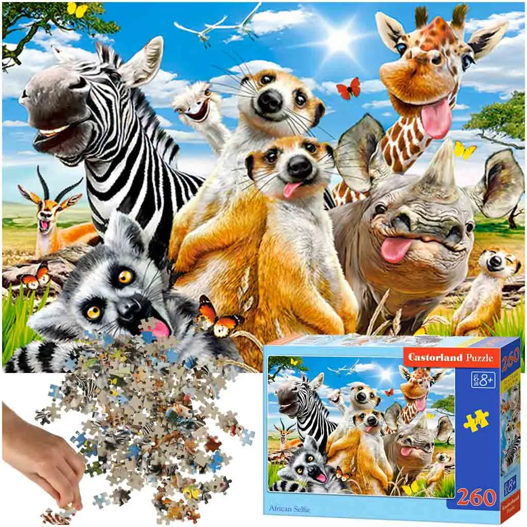 Castorland dječje puzzle 260kom - selfi afričkih životinja - cover