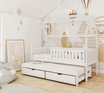 Drveni dječji krevet kućica Monkey s dodatnim ležajem – 200×90 - cover