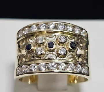 ZLATNI PRSTEN 14K 7,48G S DIJAMANTIMA 0,29CT/ R1, RATE !! - cover