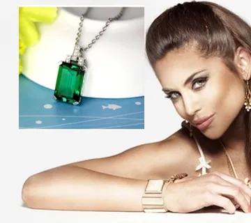 Ženska ogrlica, Green Emerald Stone, 18k pozlata - cover