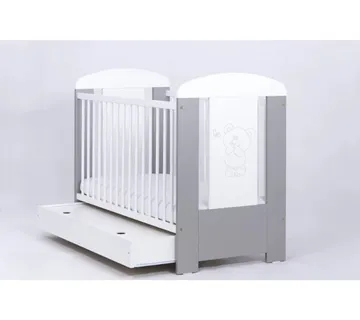 DREWEX Dječji krevetić BEAR AND BUTTERFLY srebrno-bijeli s ladicom 120x60 cm - cover