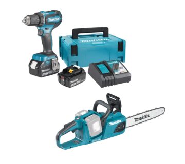 Makita aku pila DUC355Z + aku bušilica DDF485RFJ + 2x3,0Ah - cover
