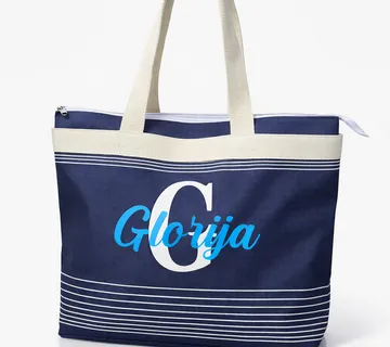 Torba za plažu – plava s linijama - cover