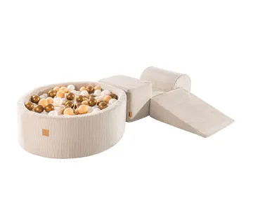 Set za igru ​​s bazenom s lopticama-ecru, bijela biserna, bež i zlatna - cover