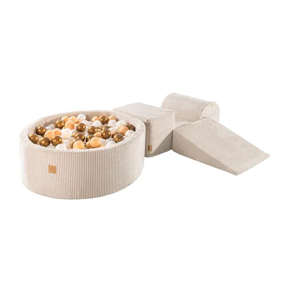 Set za igru ​​s bazenom s lopticama-ecru, bijela biserna, bež i zlatna - cover