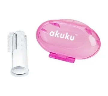 Akuku A0265 silikonska četkica za prve zube roza - cover